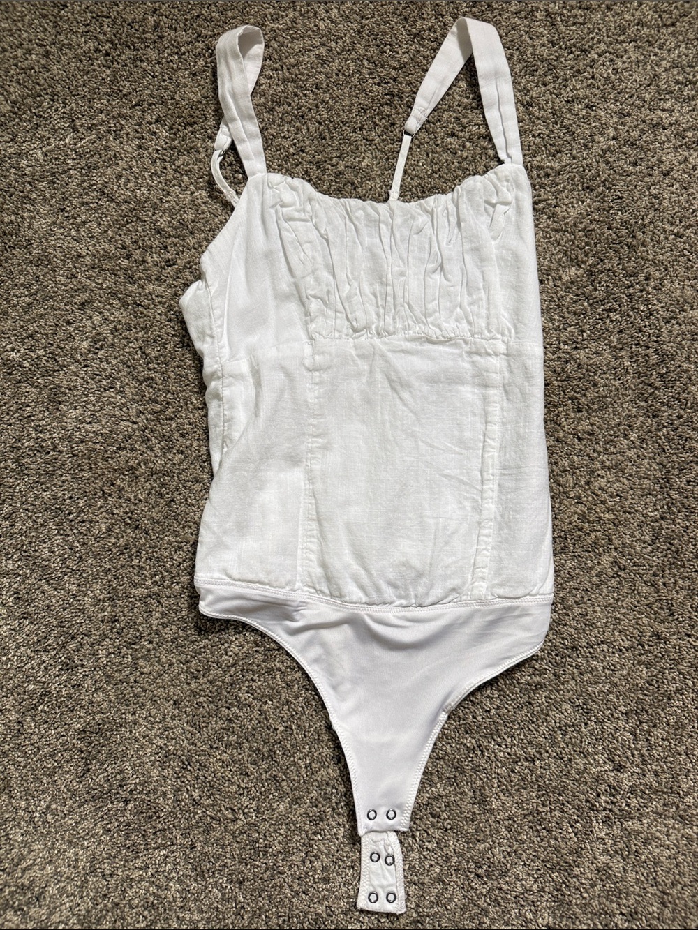 Abercrombie & Fitch White Ruched Strap Bodysuit